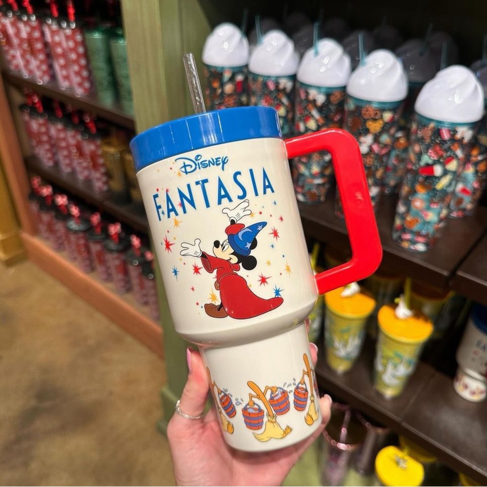 Disney Fantasia Mickey Sorcerer Travel Mug - Cream, Blue & Red